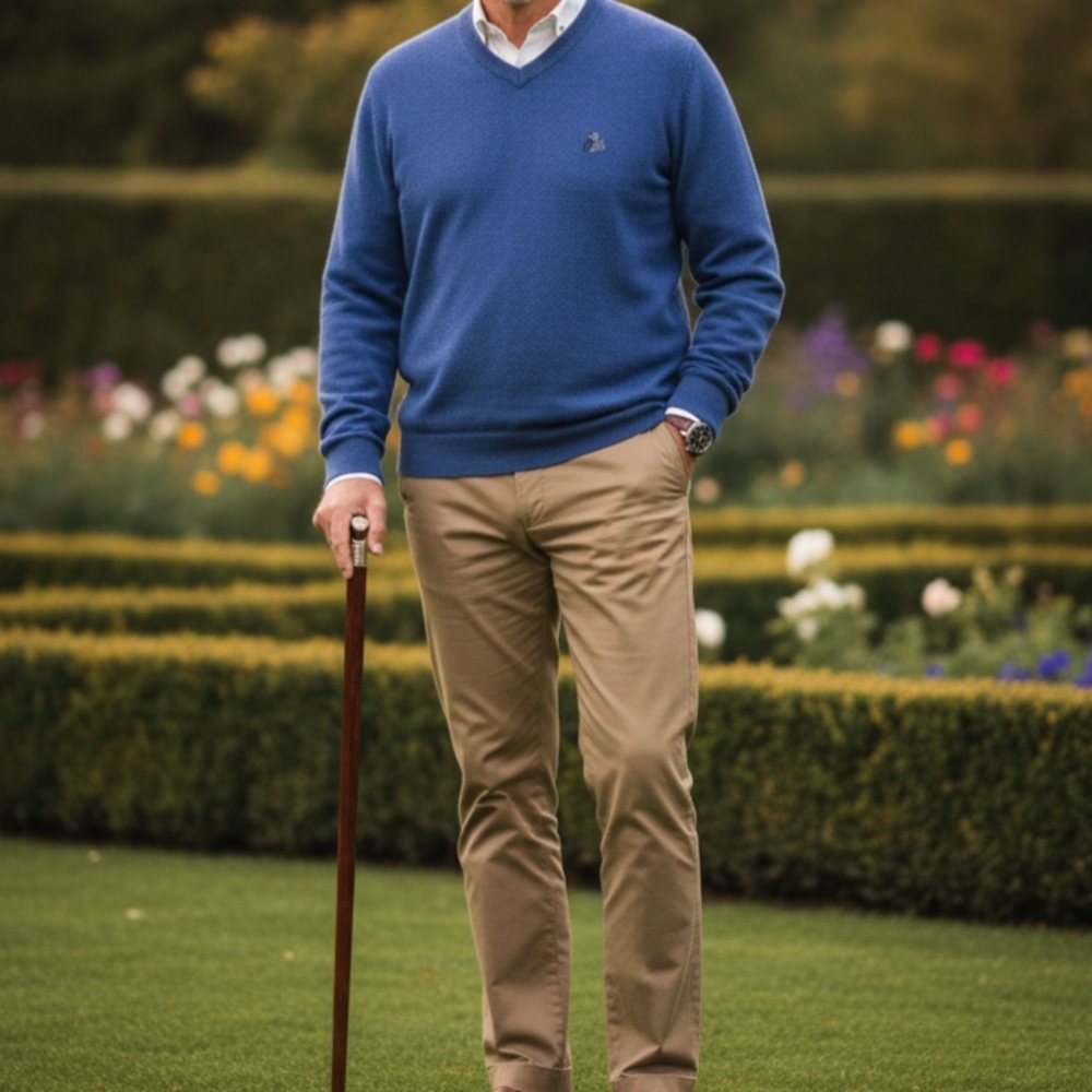 Men's V-Neck Sweater in Blue